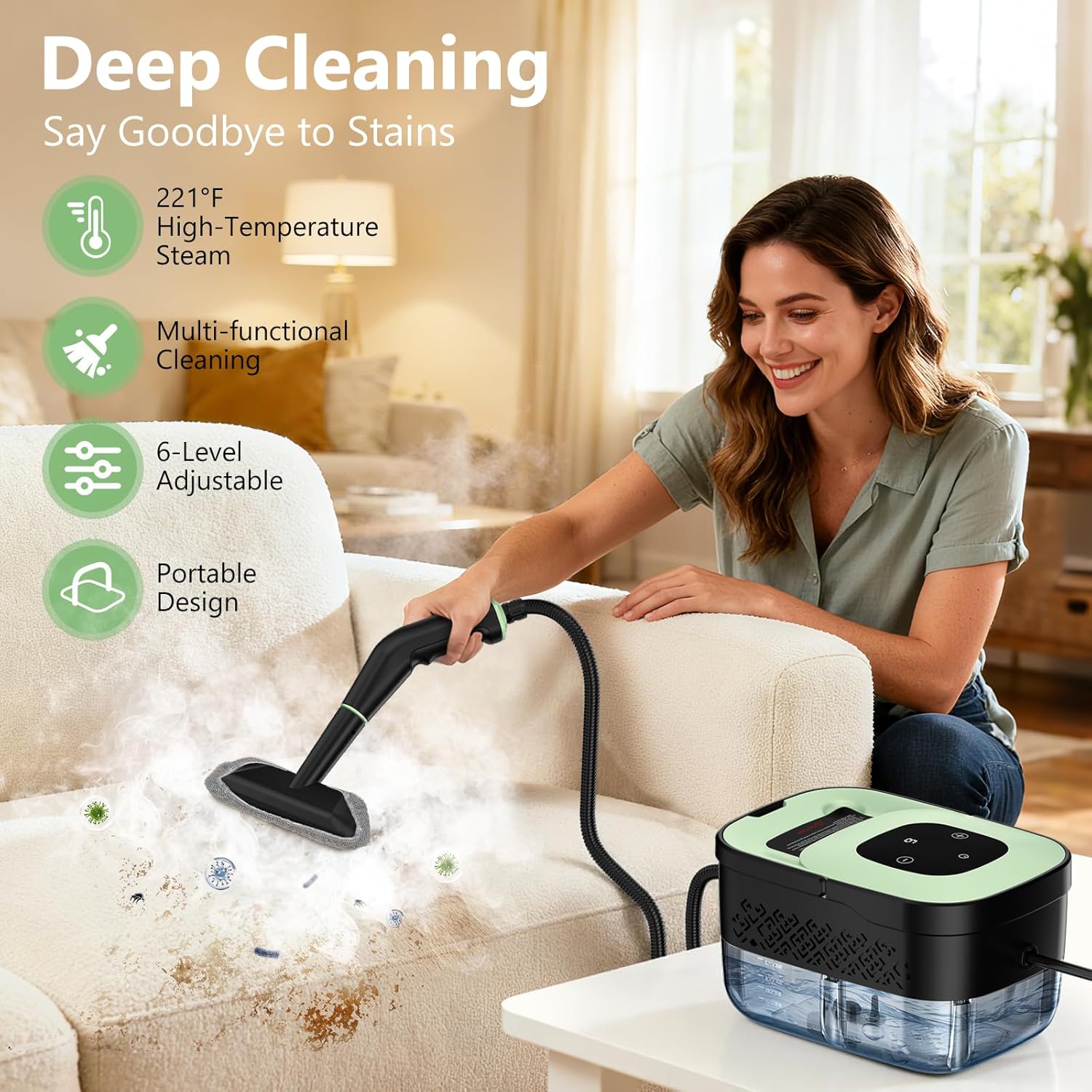 Portable Steamer for Cleaning with 16pcs Accessories